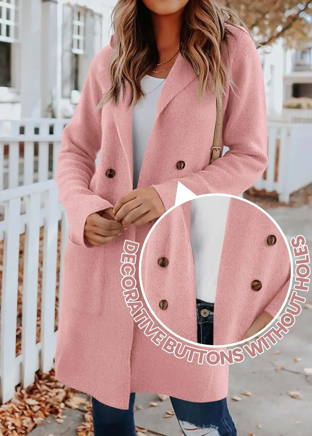 KIRUNDO Cardigan Sweaters for Women 2025 Fall Fashion Open Front Warm Thick Long Winter Coats Jackets Decorative Buttons