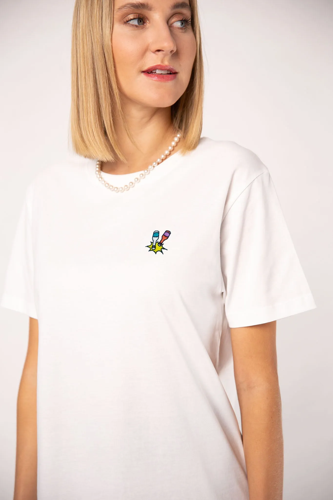 Kleiner Klopfer | Besticktes Frauen Oversized Bio Baumwoll T-Shirt