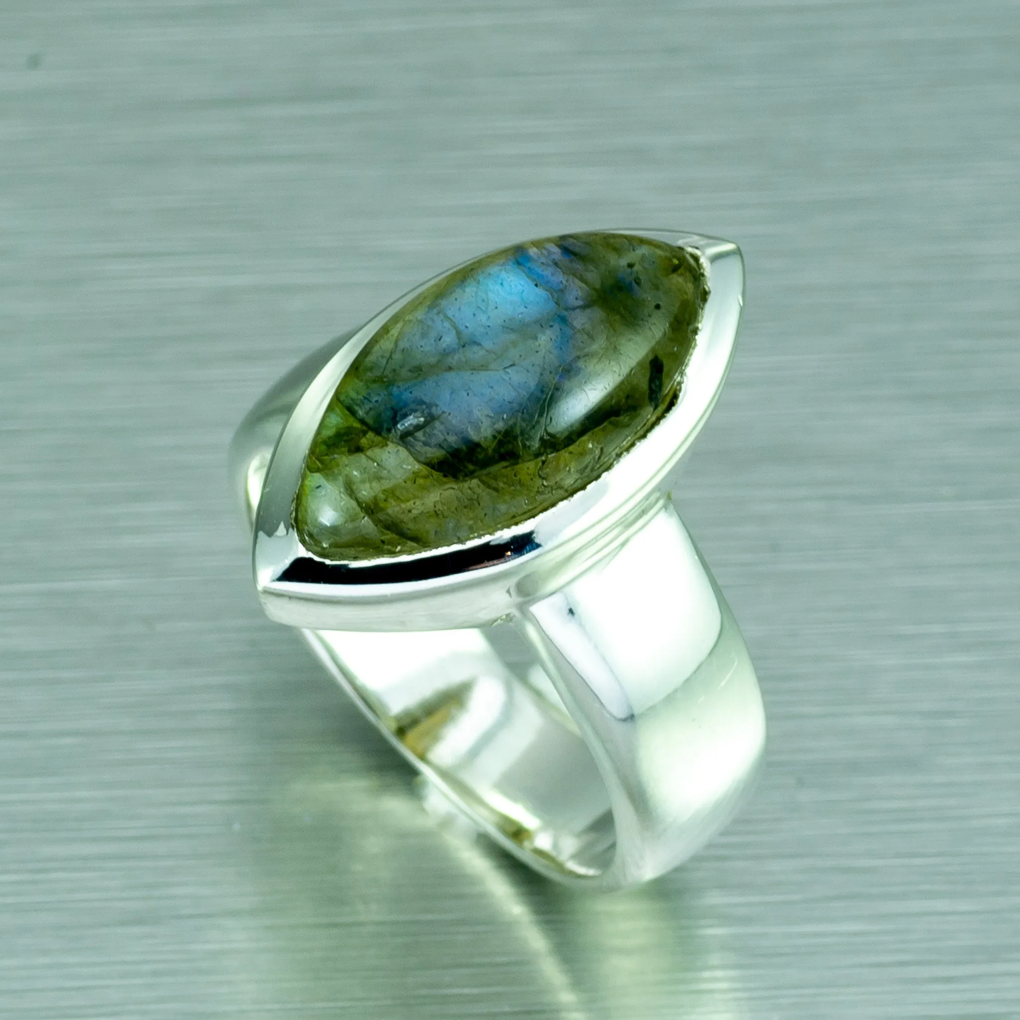 Labradorite Marquise Silver Ring