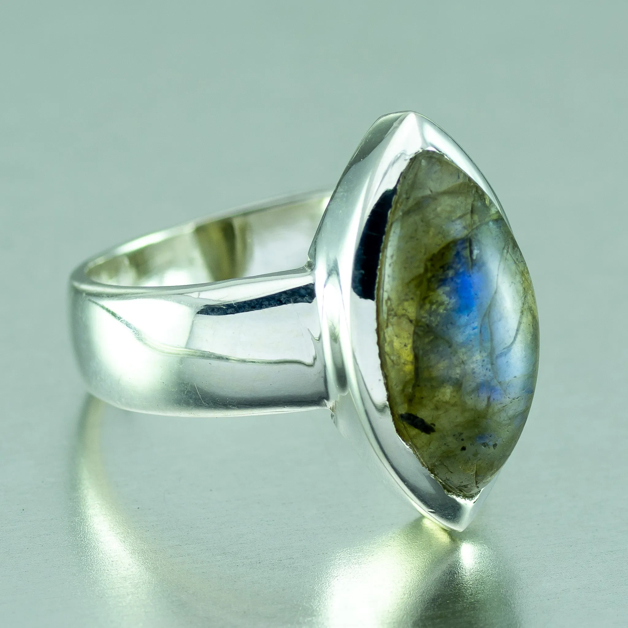 Labradorite Marquise Silver Ring