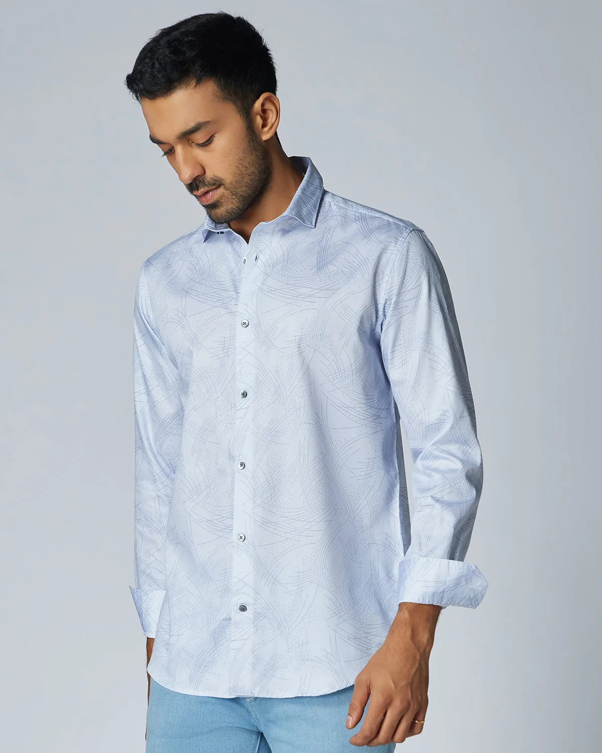 Light Blue Abstract Printed Shirt