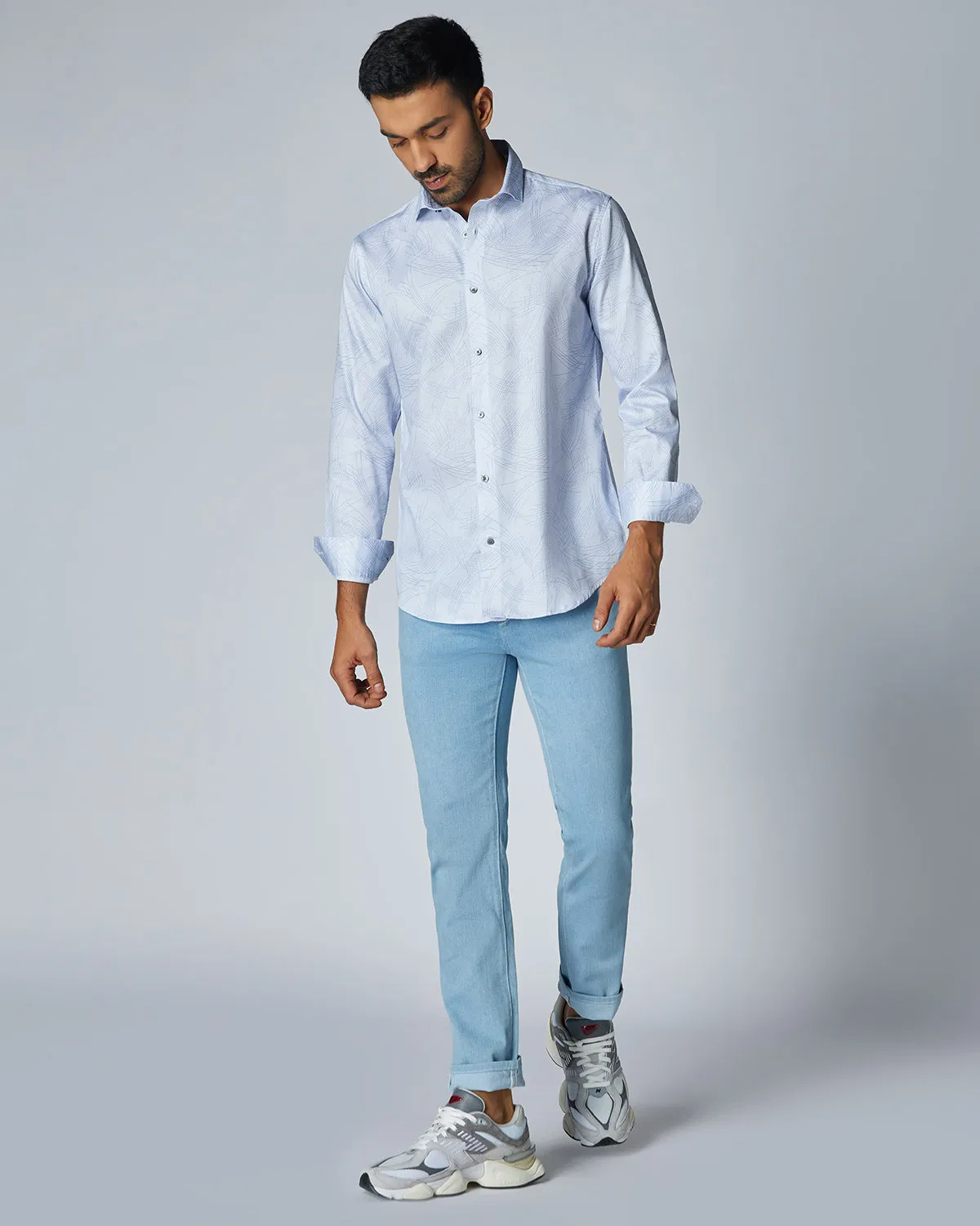 Light Blue Abstract Printed Shirt
