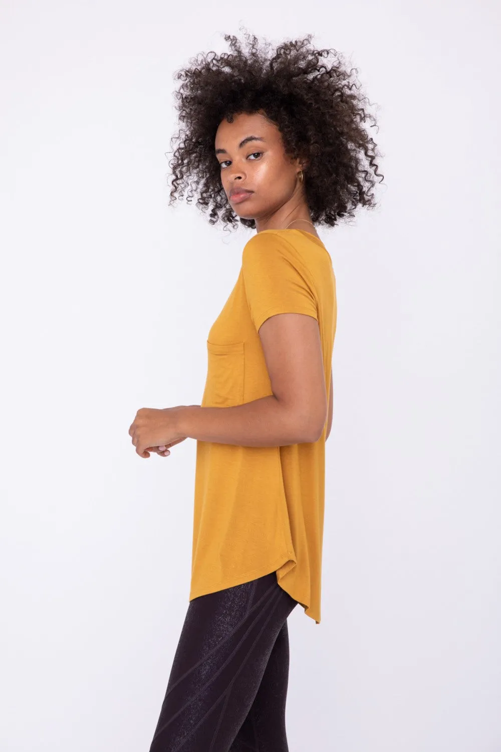 Longline Deep V-Neck Pocket Shirt