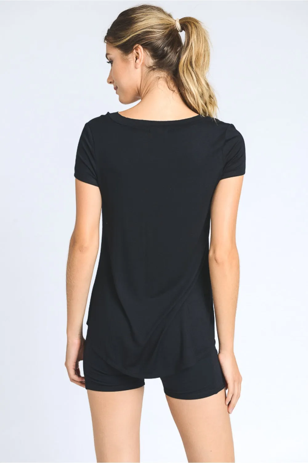 Longline Deep V-Neck Pocket Shirt