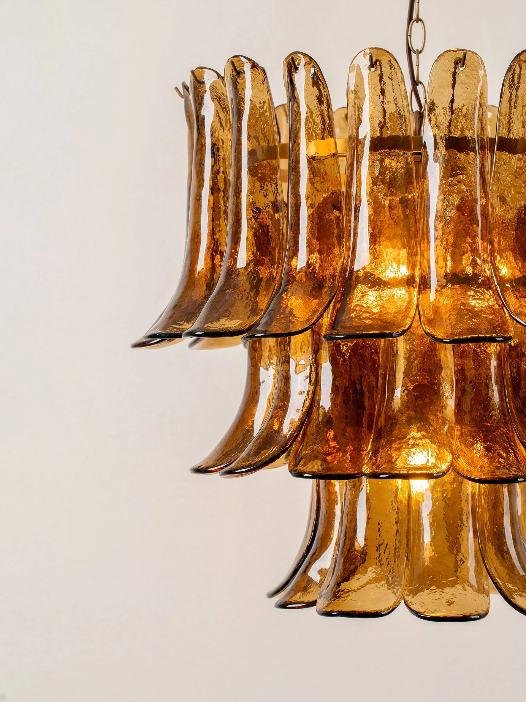 Lonso - 4 light aged brass and smoked brown glass chandelier