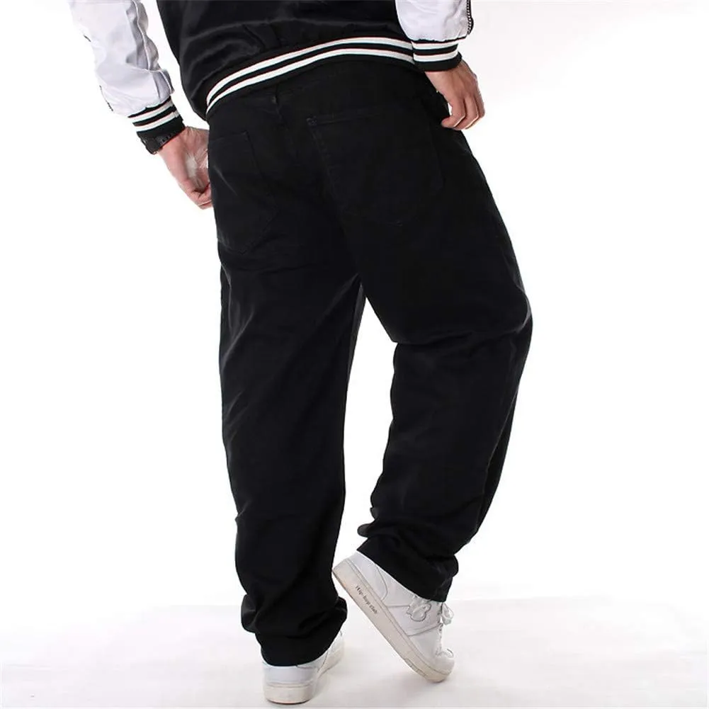 LUOBANIU Men's Black Baggy Jeans Hip Hop Loose fit 90s Vintage Cargo Denim Fashion Dance Skater Skateboard Pants