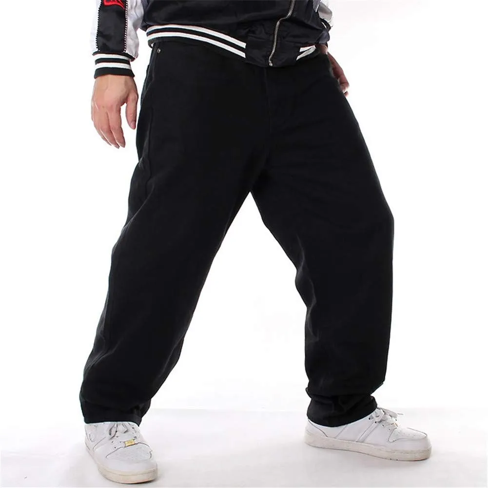 LUOBANIU Men's Black Baggy Jeans Hip Hop Loose fit 90s Vintage Cargo Denim Fashion Dance Skater Skateboard Pants