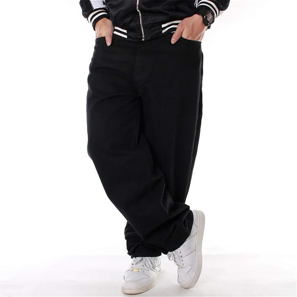 LUOBANIU Men's Black Baggy Jeans Hip Hop Loose fit 90s Vintage Cargo Denim Fashion Dance Skater Skateboard Pants