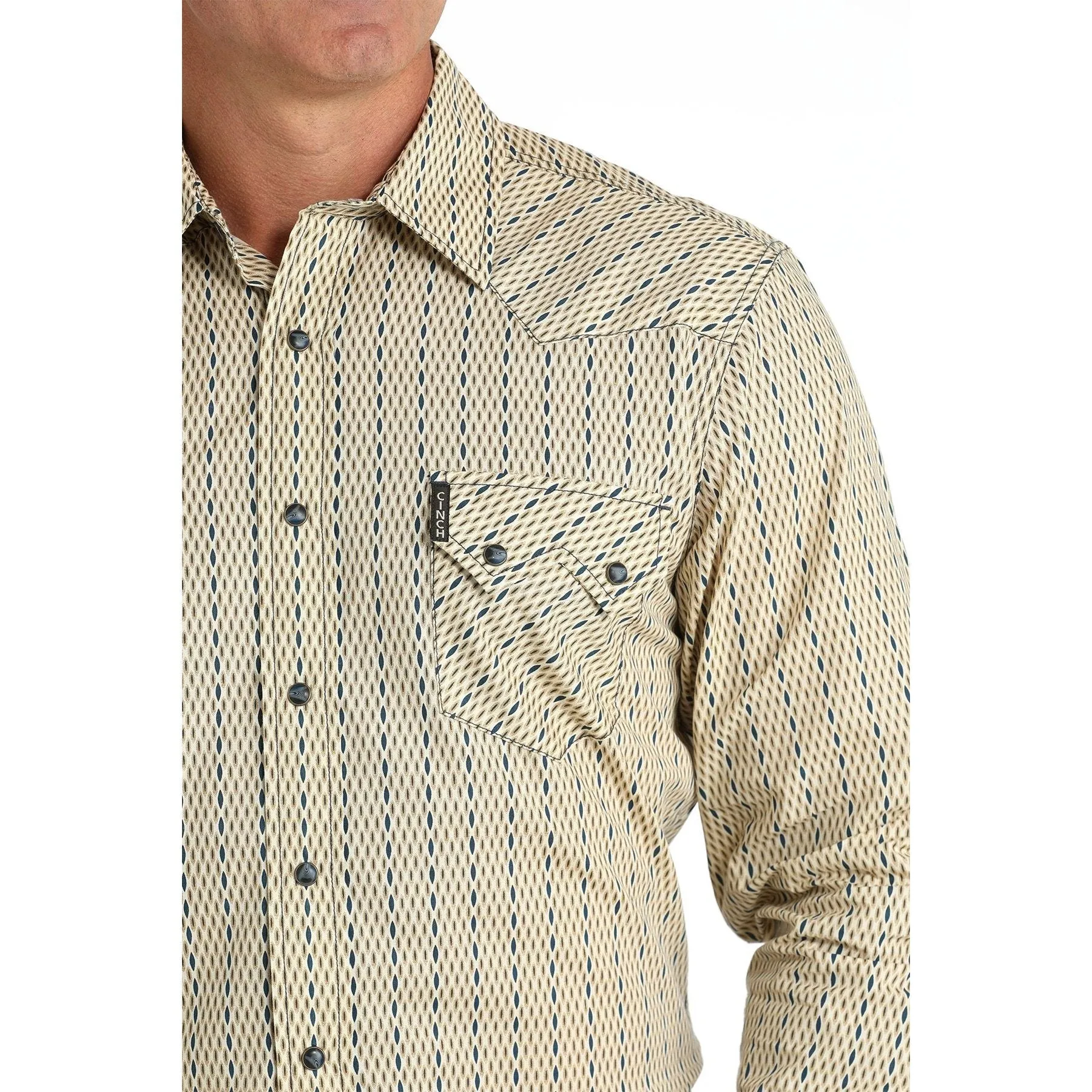 Men's Cinch Modern Fit Vintage Stripe Snap Front Western Shirt - Cream