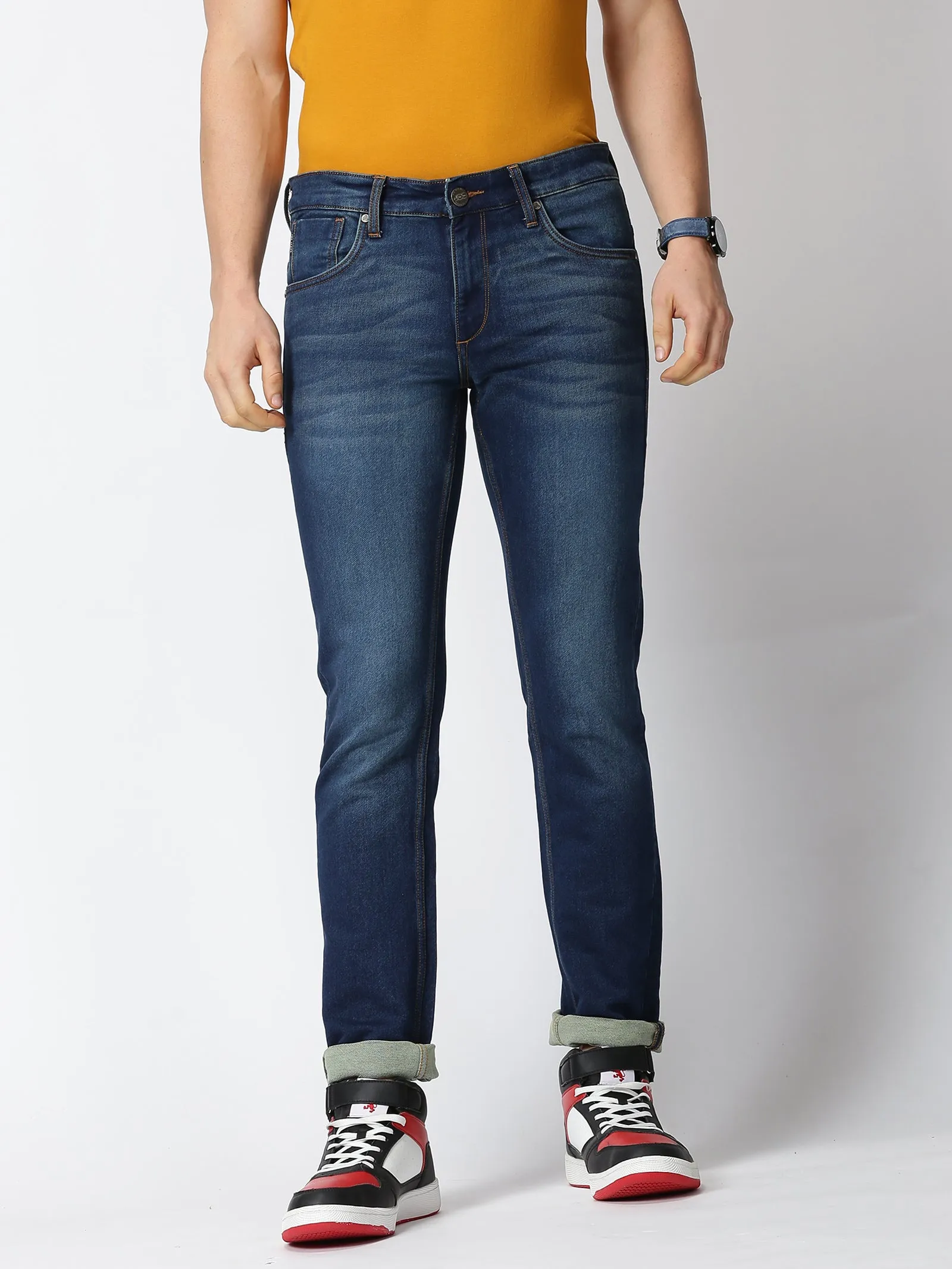 MEN'S DK BLUE SOLID JASON FIT JEANS