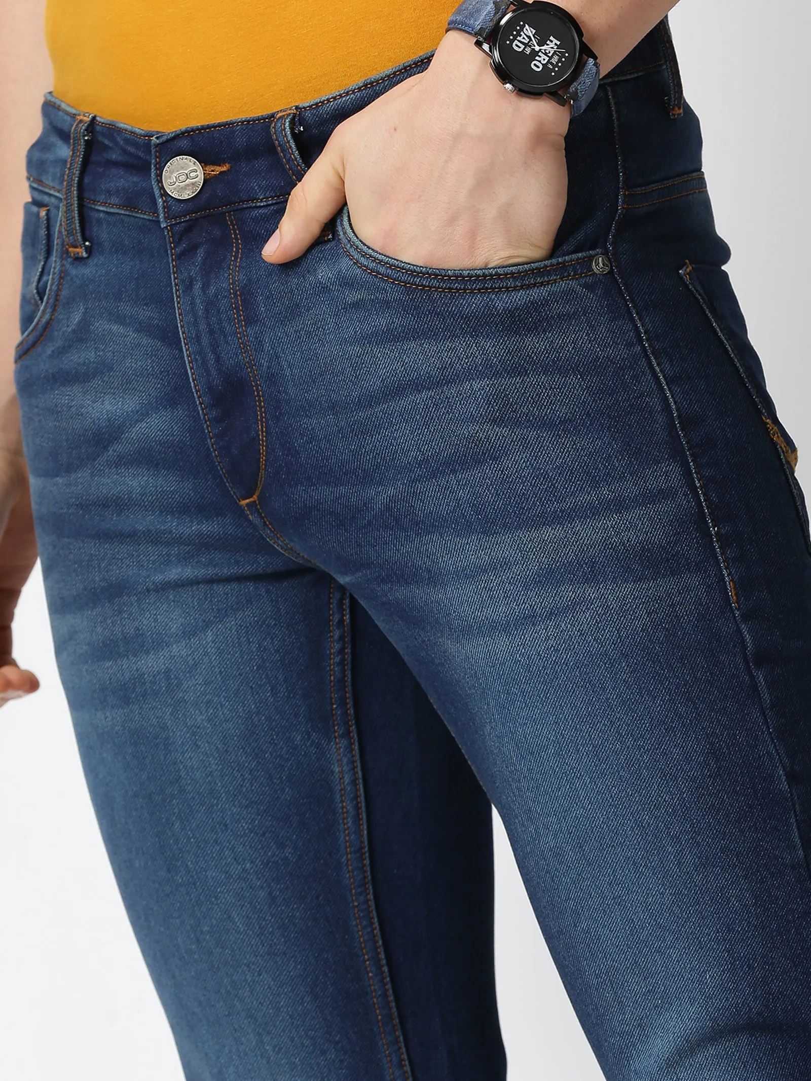 MEN'S DK BLUE SOLID JASON FIT JEANS