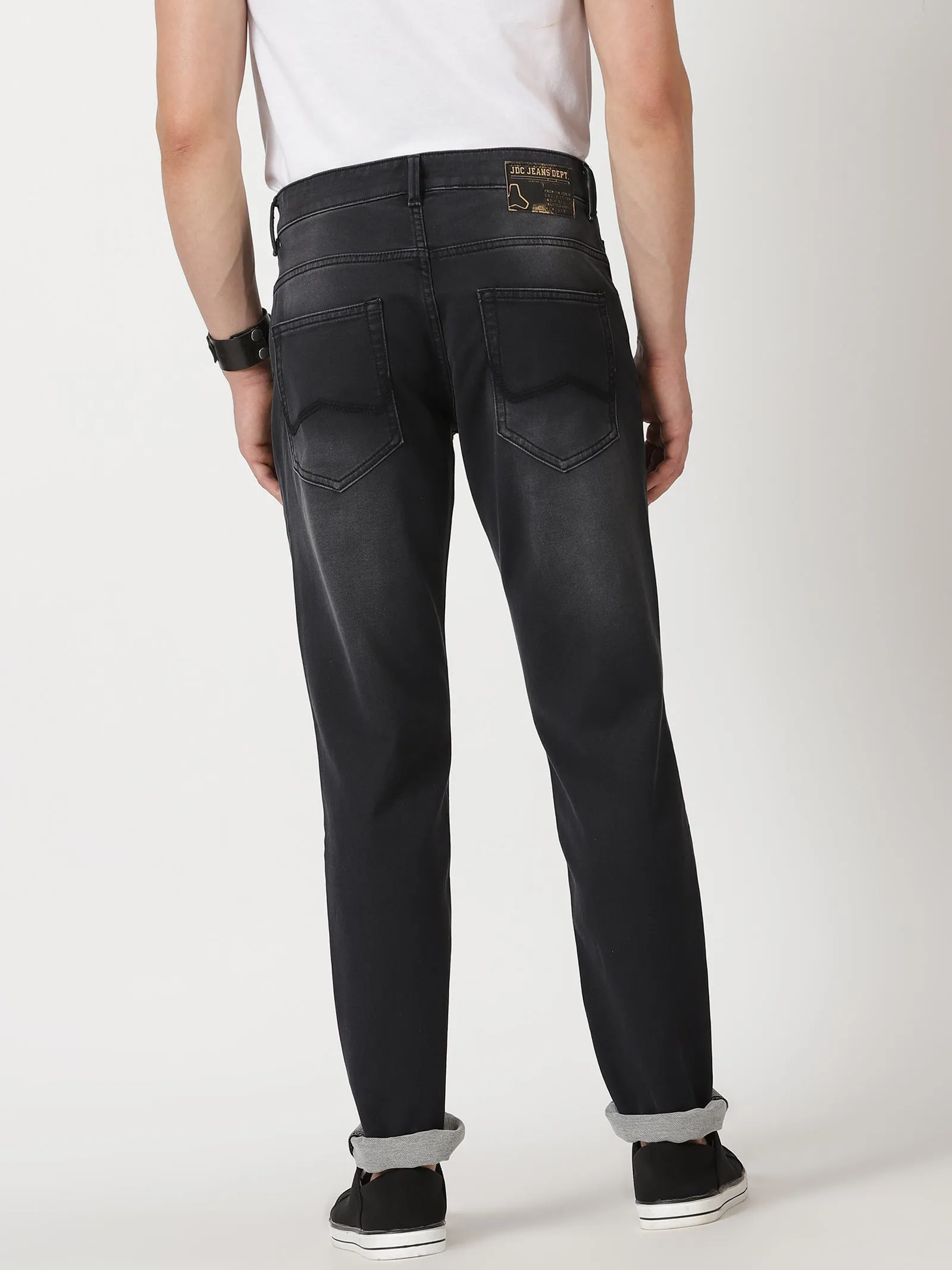 MEN'S DK GREY SOLID JASON FIT JEANS