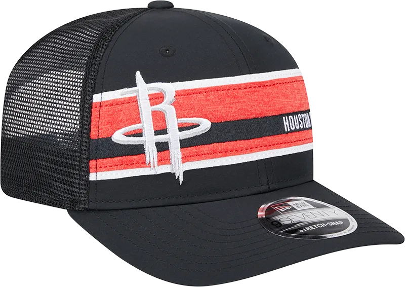 Men's Houston Rockets New Era 9SEVENTY Striped Trucker Stretch Snap Adjustable Cap