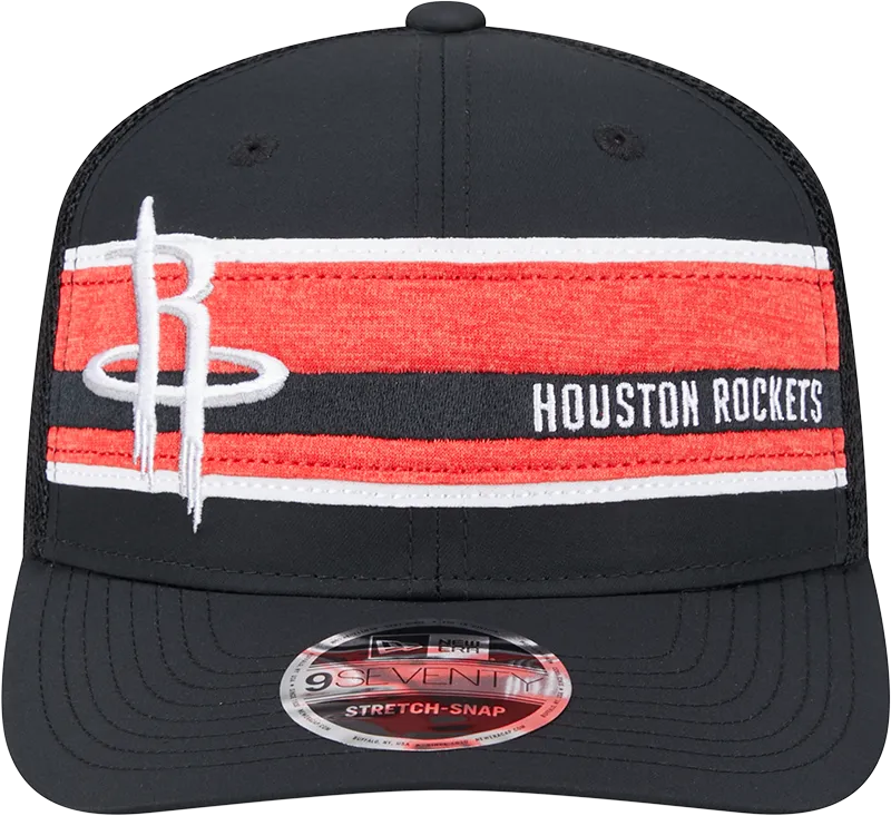 Men's Houston Rockets New Era 9SEVENTY Striped Trucker Stretch Snap Adjustable Cap