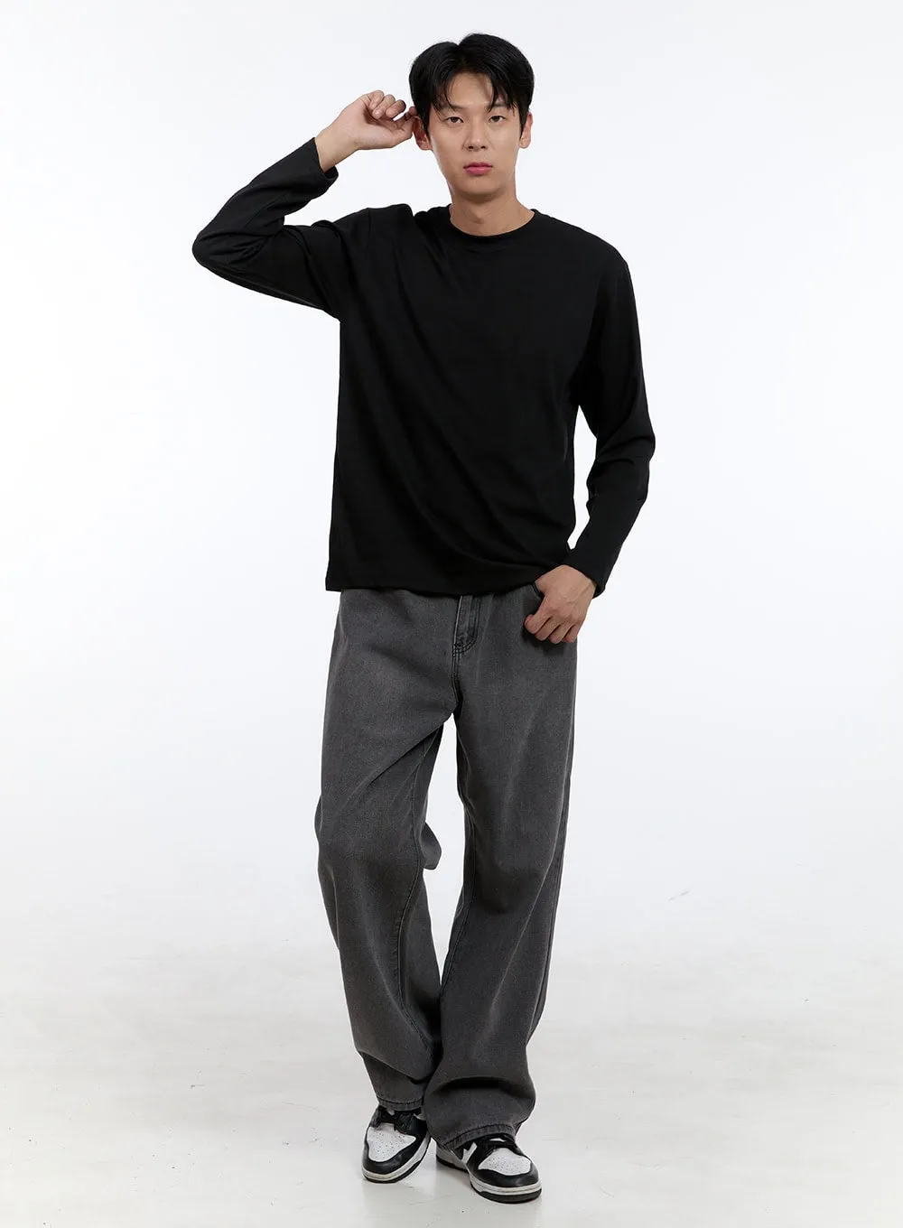 Men's Wide Fit Jeans (Dark Gray) IG427