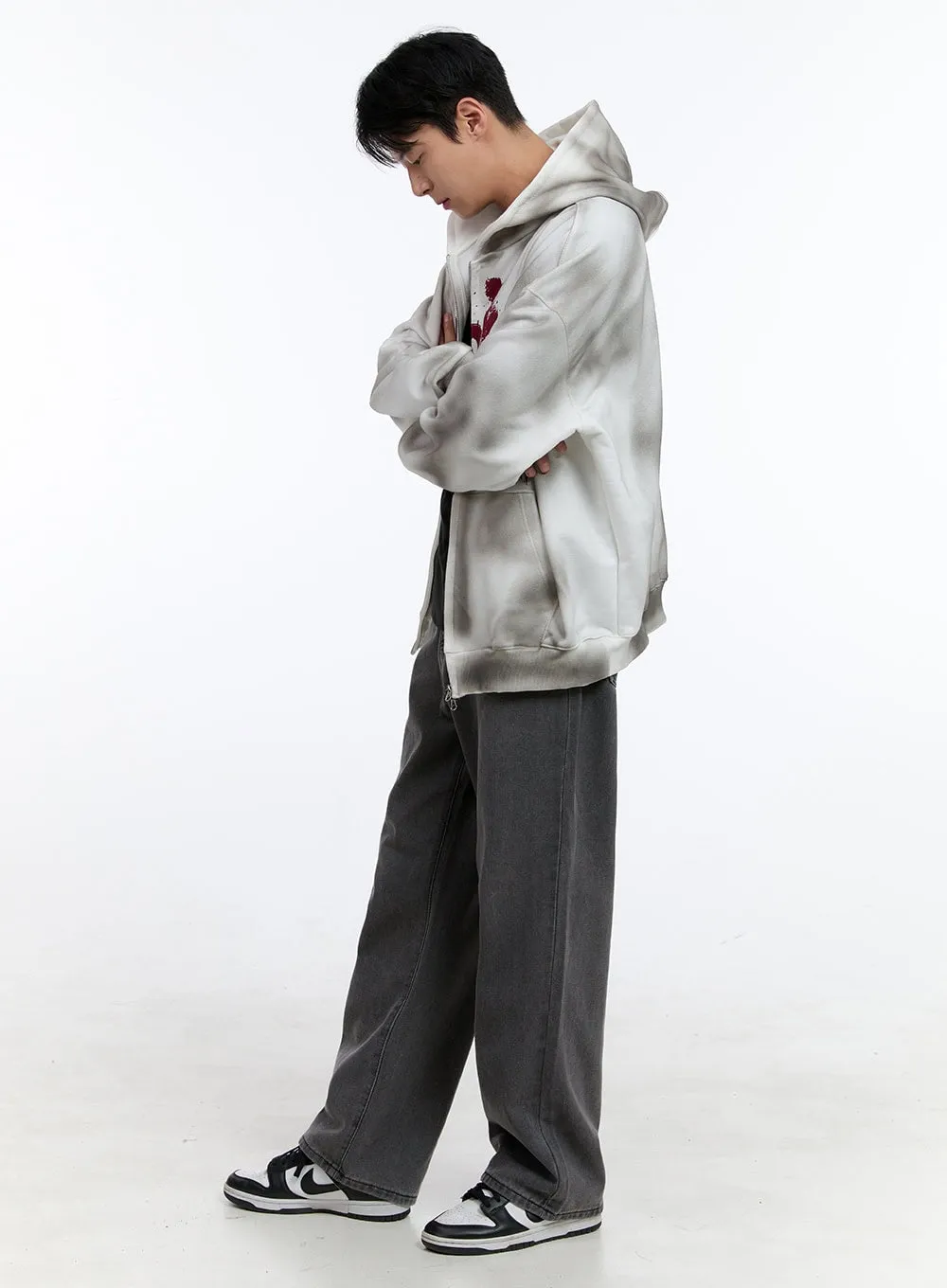Men's Wide Fit Jeans (Dark Gray) IG427