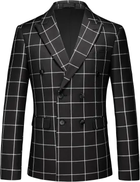 MOGU Men's Slim Fit Plaid Suit Set  Sport Coat Blazer, Vest & Pants (Each Sold Separately) for Wedding, Prom & Party