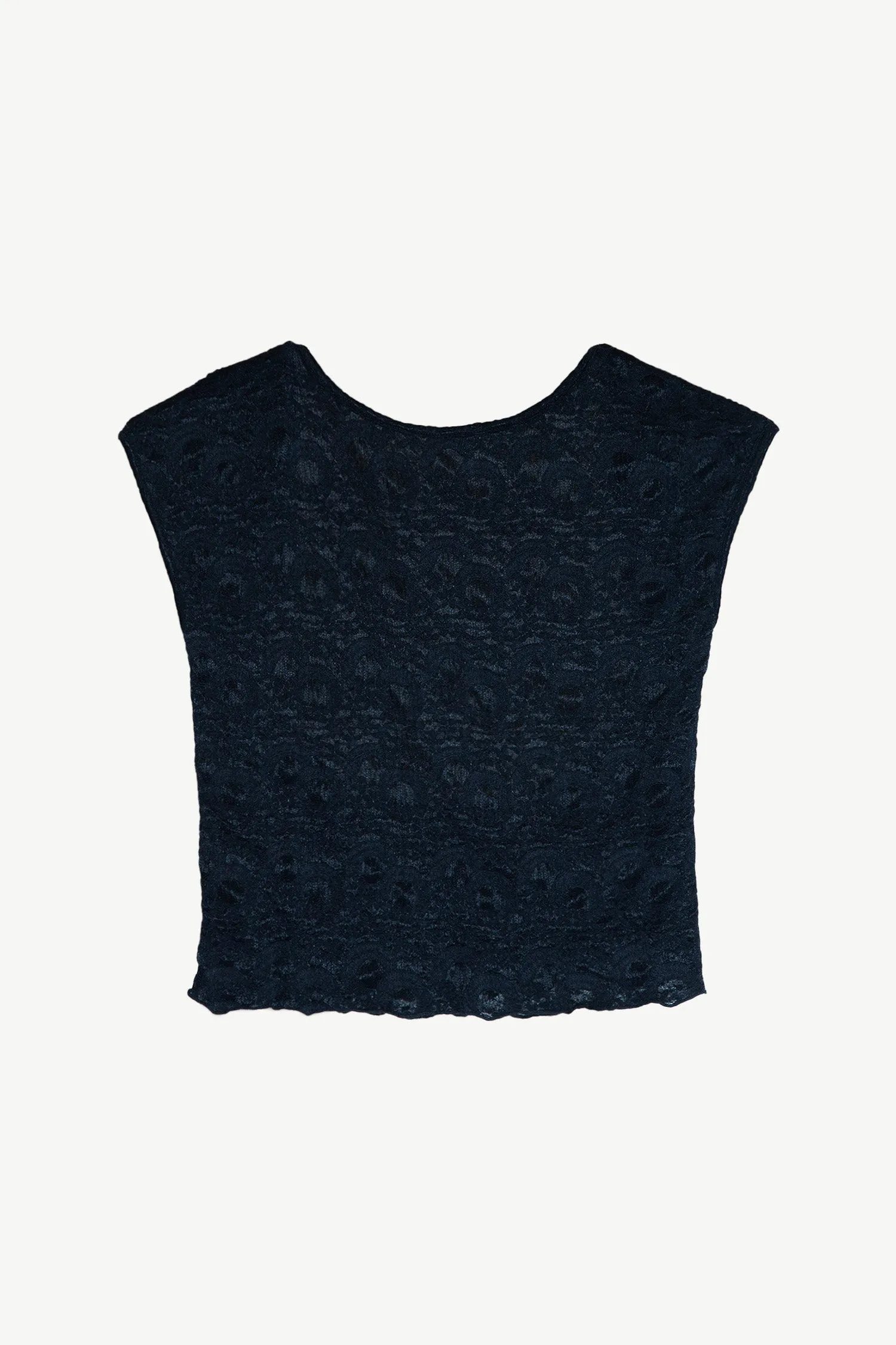 Moonlight Mesh Backless Tee - Black