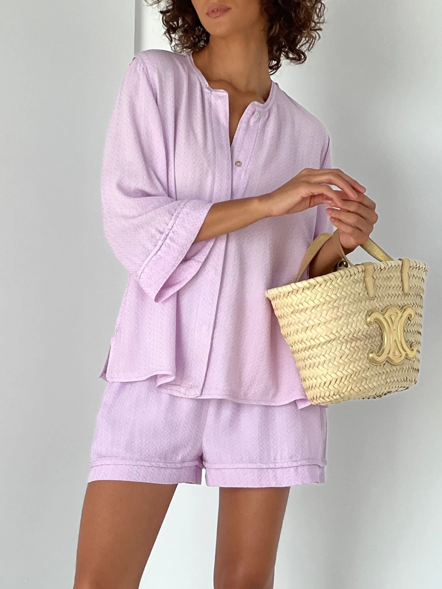 Neve Jacquard Flowing Shirt | Lilac
