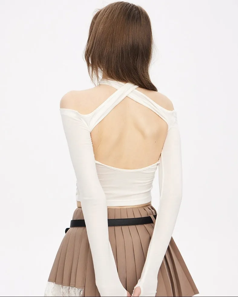 Off-Shoulder Halter Choker-Neck Backless Top