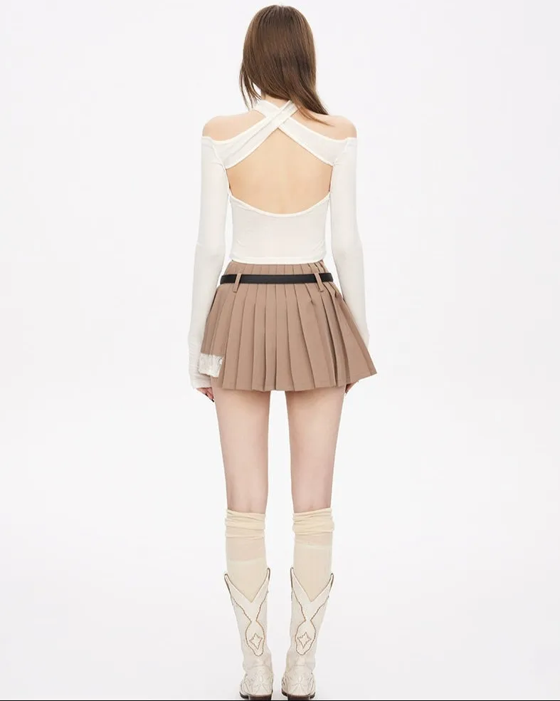 Off-Shoulder Halter Choker-Neck Backless Top