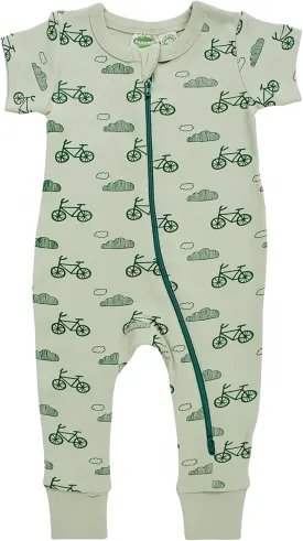 PARADE Organic Signature Print '2-Way' Zip Romper Short Sleeve