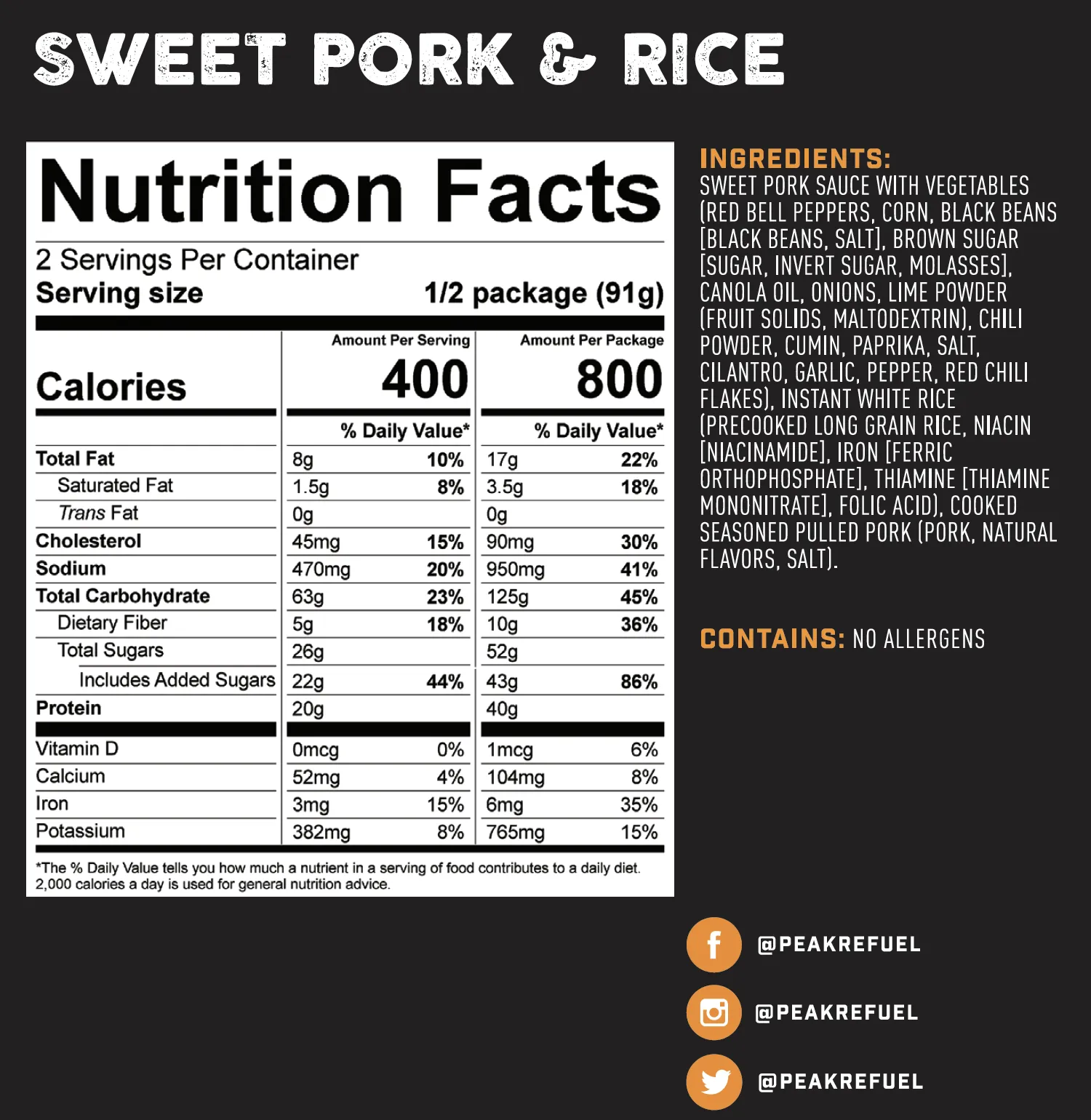 PEAK REFUEL Sweet Pork & Rice