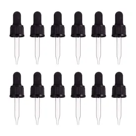 PH PandaHall Set of 12, Glass Eye Droppers for Essential Oil 10ml (1/3 Ounce) Pressure Rotating Cover Oil Droppers Pipettes Roller Tops for 10ml Essential Oil Bottles