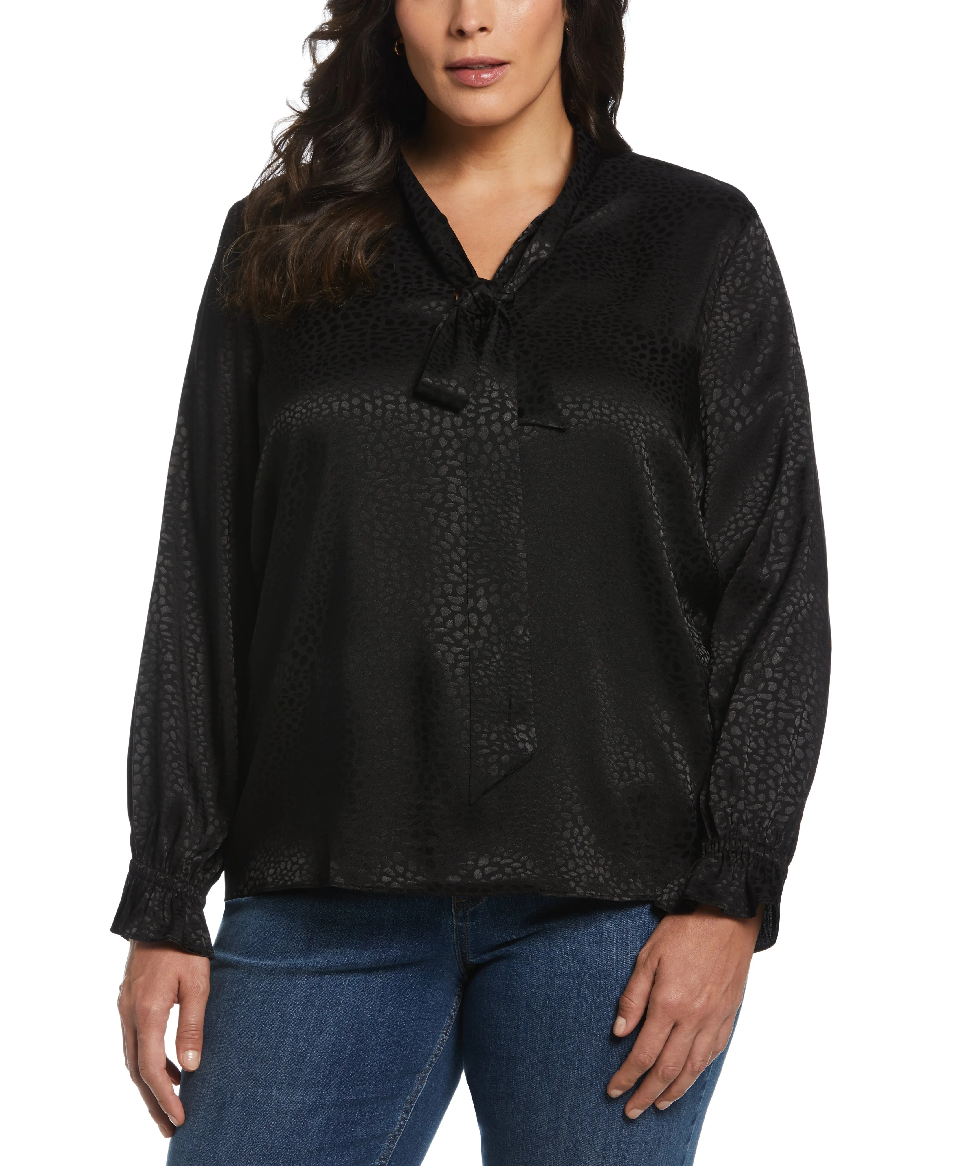 Plus Size Tie Front Blouse