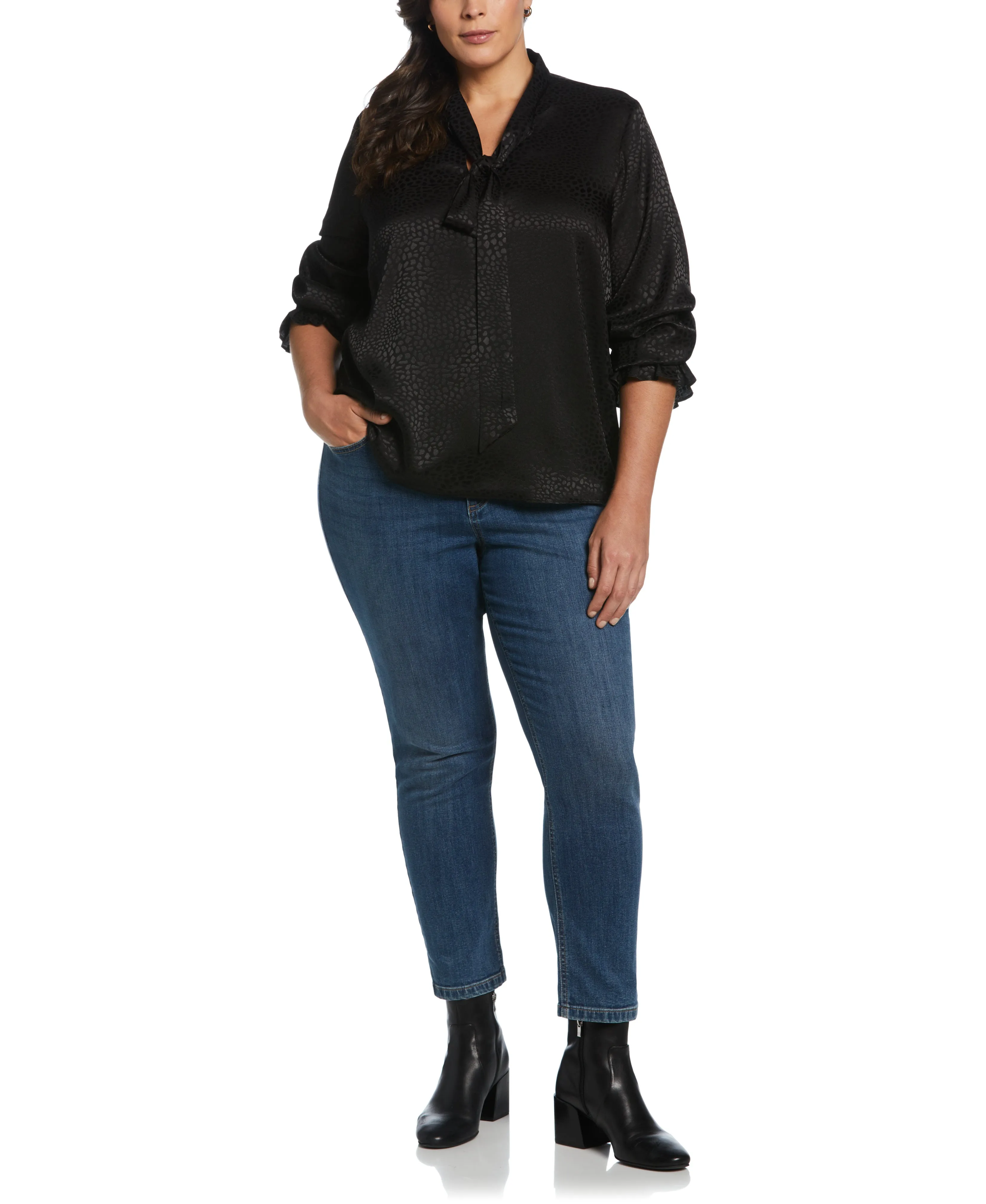 Plus Size Tie Front Blouse