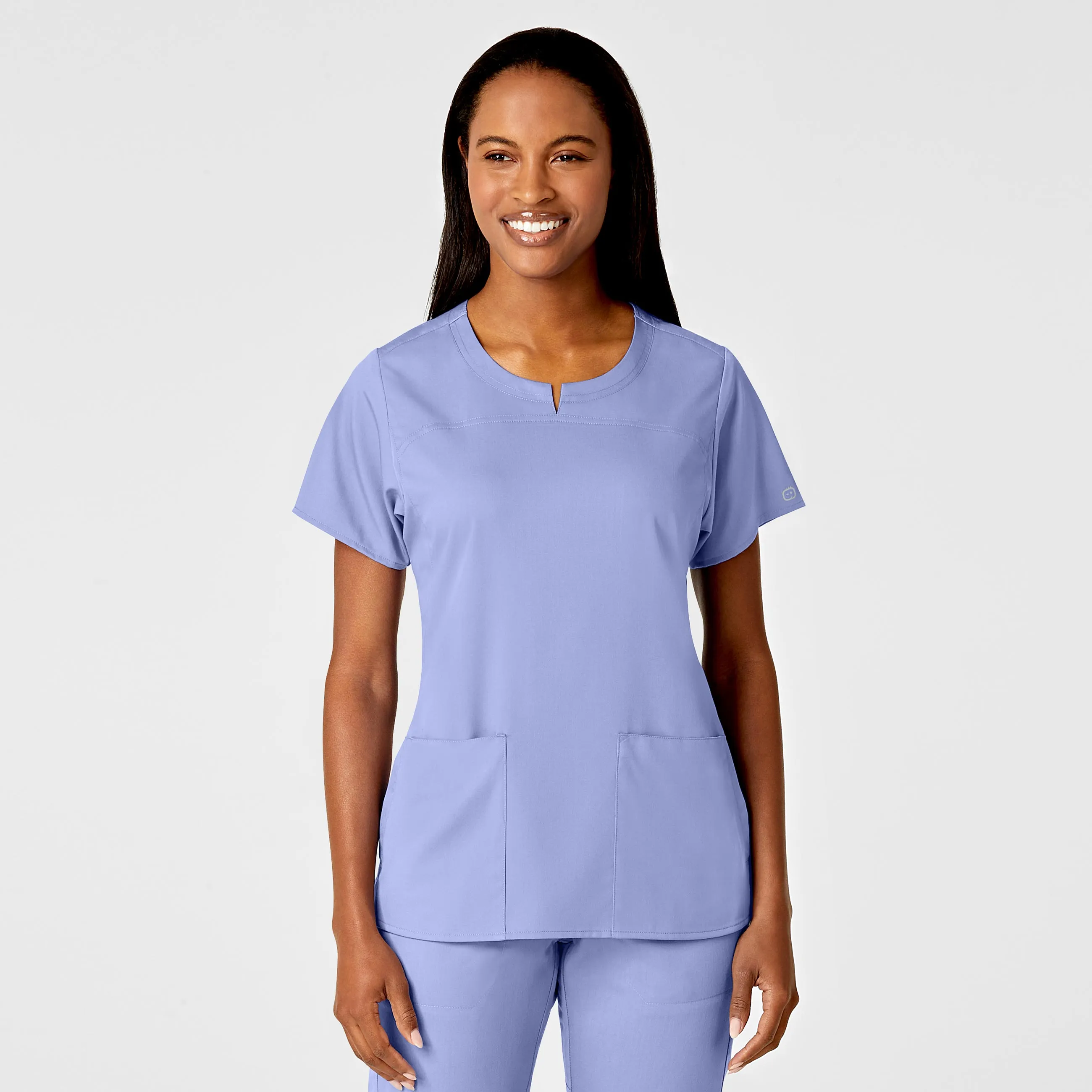 PRO Women's 4 Pocket Notch Neck Scrub Top - Ceil Blue