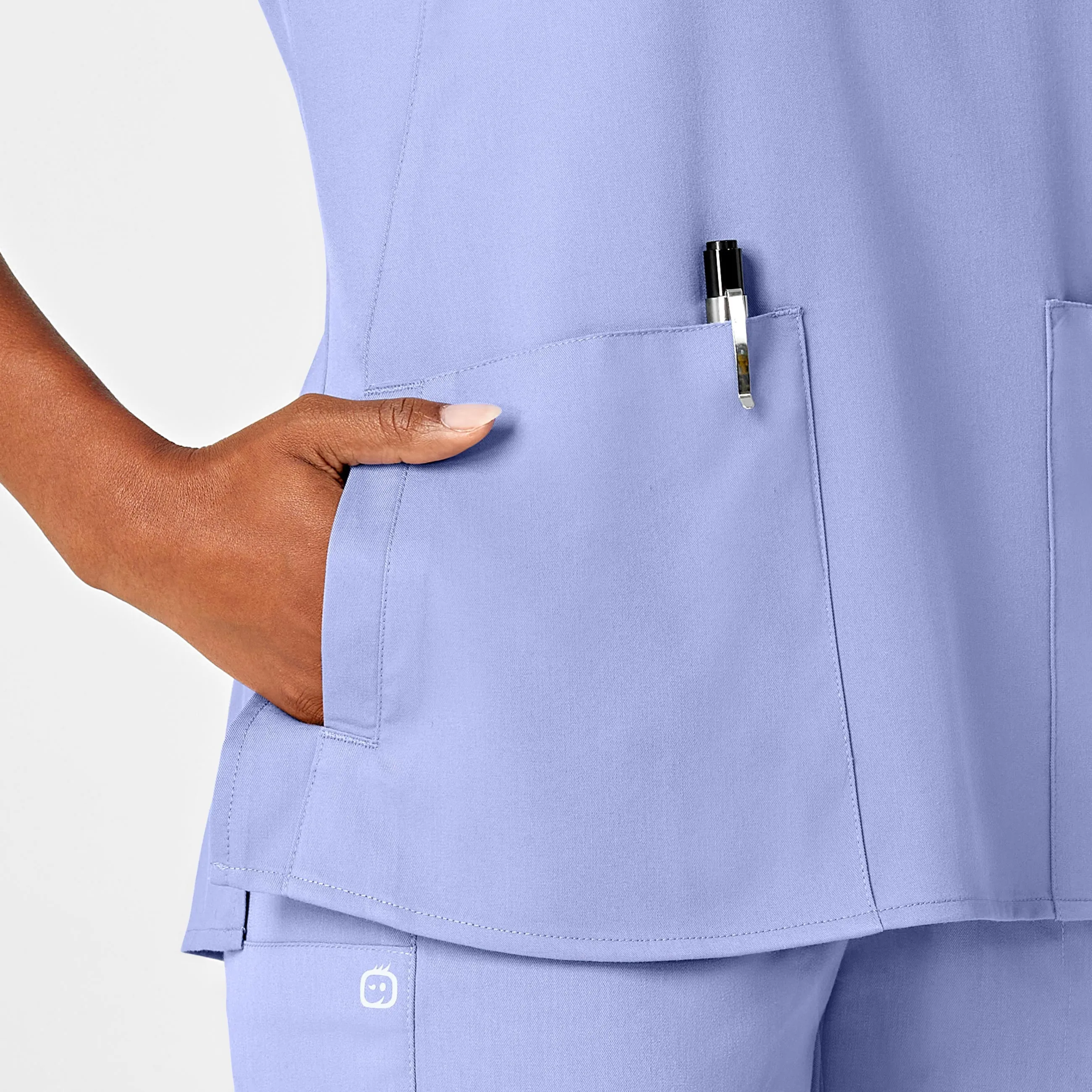 PRO Women's 4 Pocket Notch Neck Scrub Top - Ceil Blue