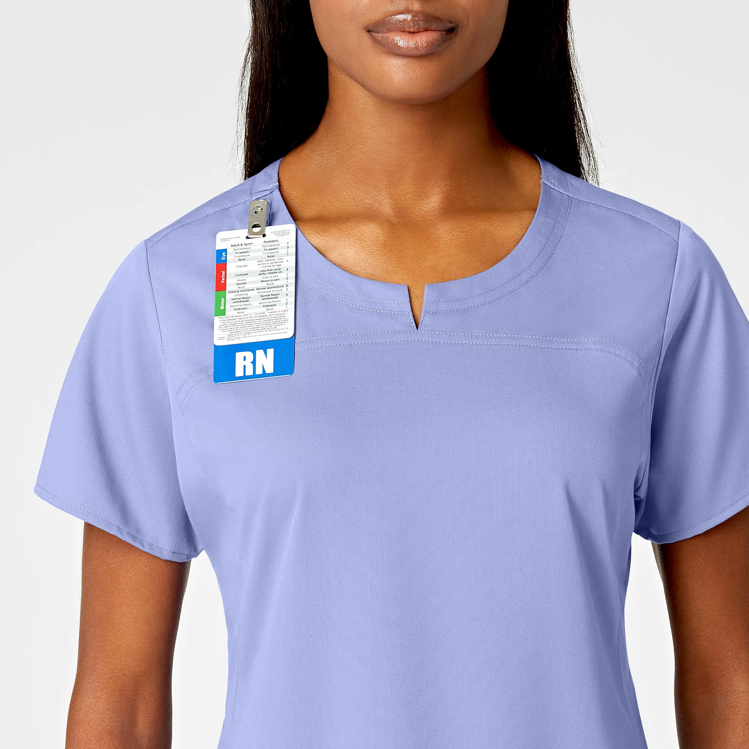 PRO Women's 4 Pocket Notch Neck Scrub Top - Ceil Blue