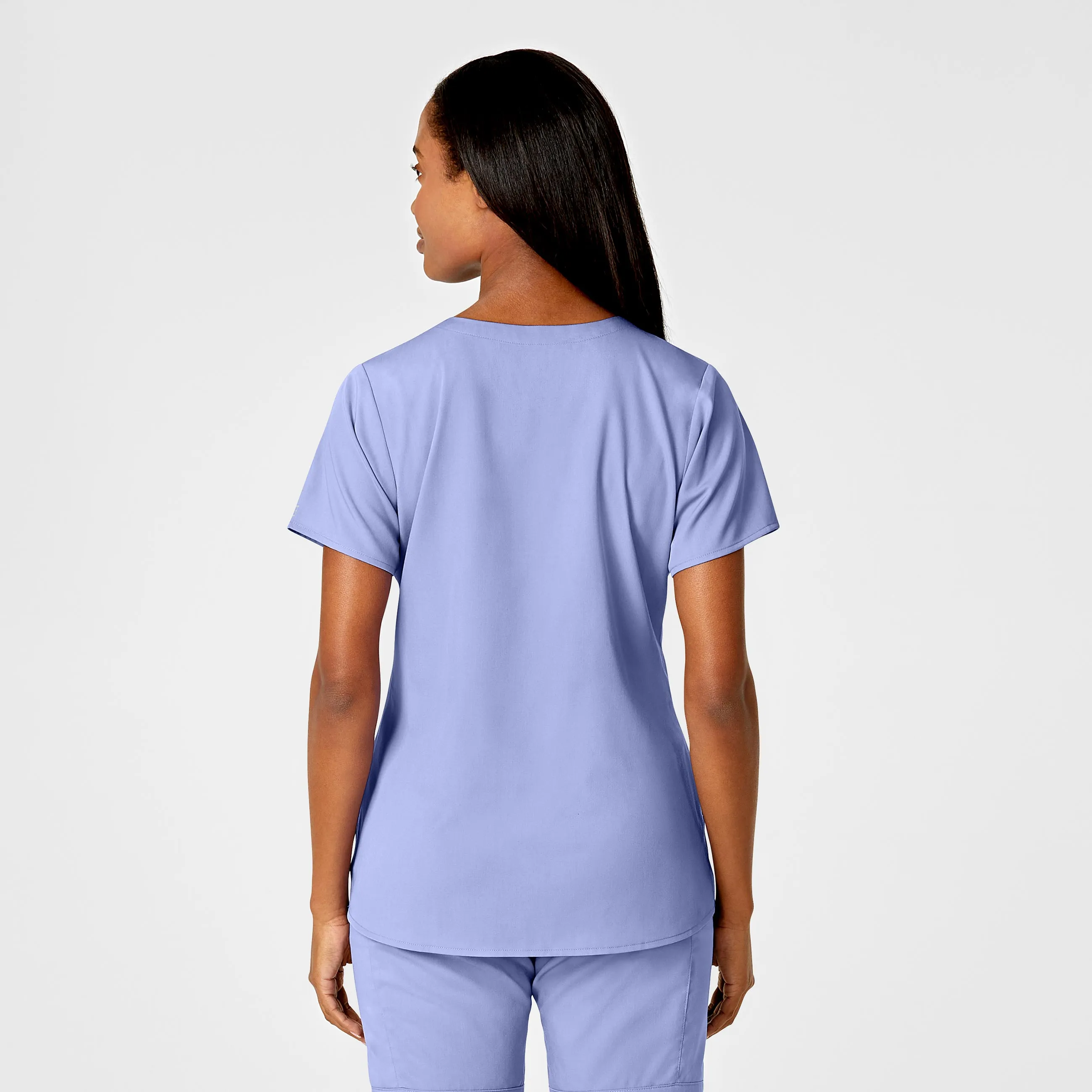 PRO Women's 4 Pocket Notch Neck Scrub Top - Ceil Blue