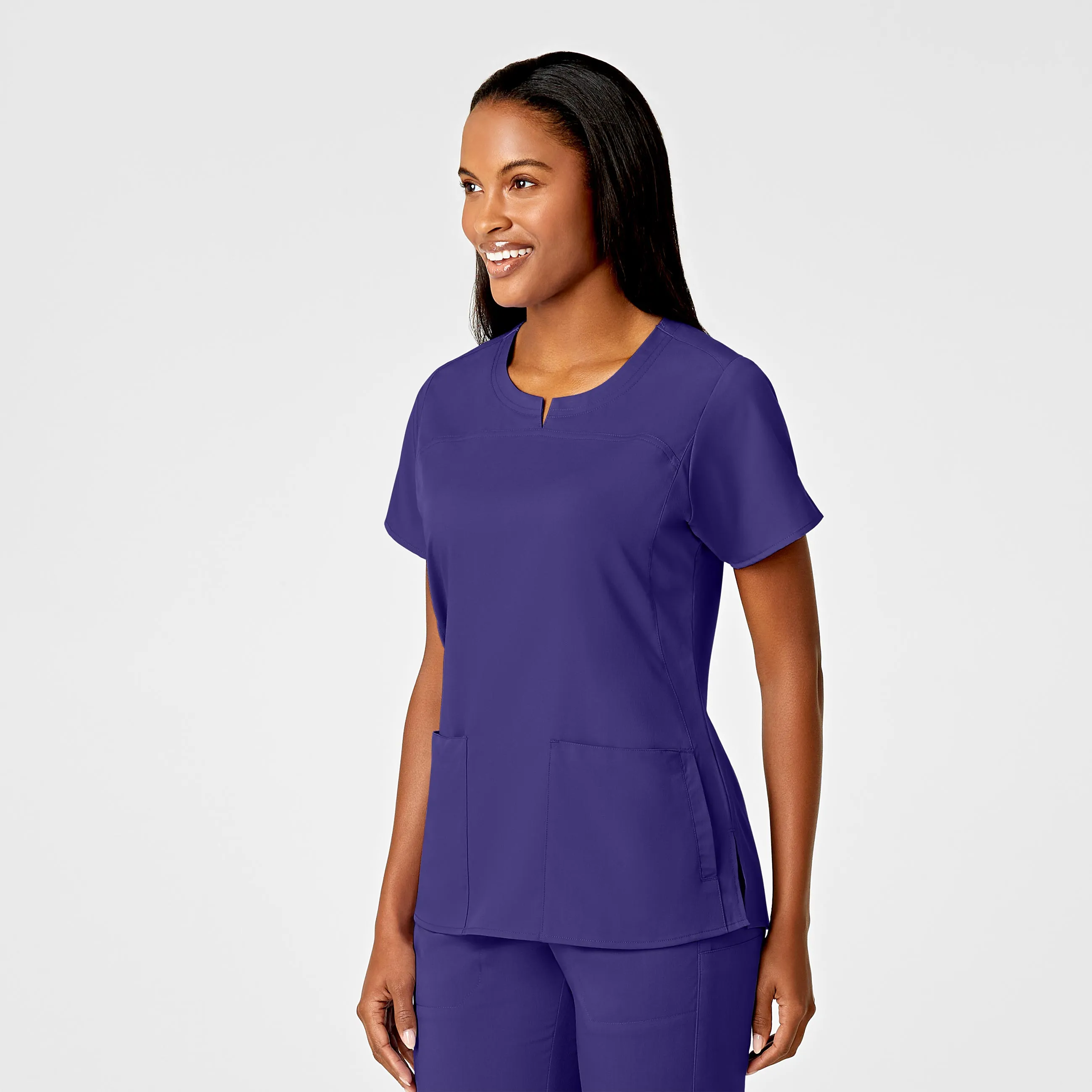PRO Women's 4 Pocket Notch Neck Scrub Top - Grape