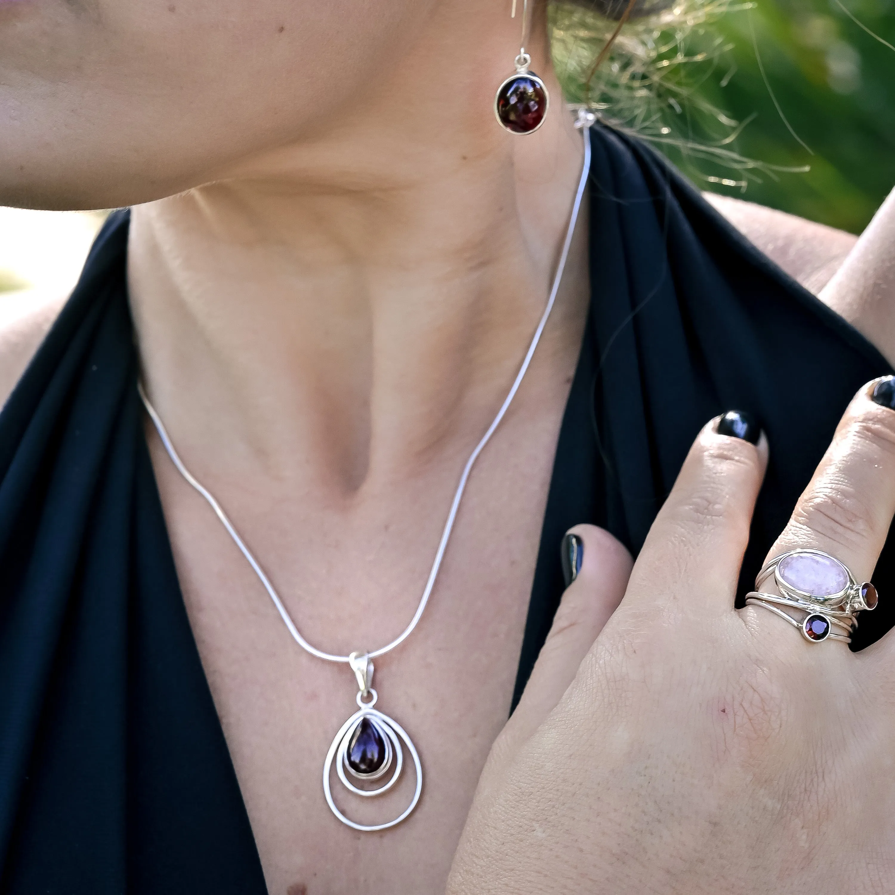 Rainbow Moonstone Teardrop Necklace. 92.5% Sterling Silver