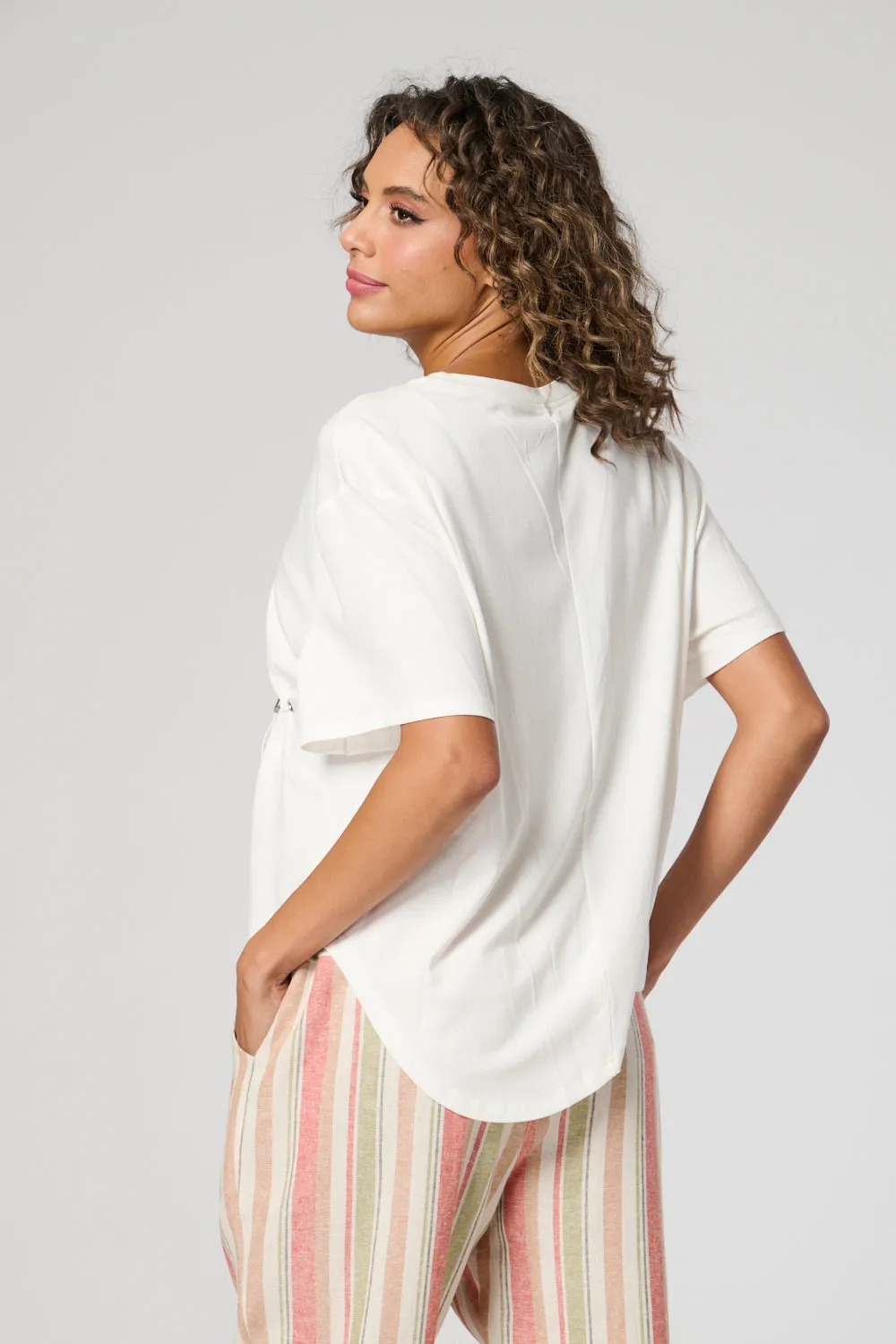 Saloos Front Eyelet Trim Short Sleeve Top