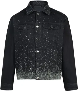 SHION7 Men's Denim Jacket, Slim Fit Streetwear Jean Jackets For Men, Fashionable Embellished Rhinestone Jeans Coat