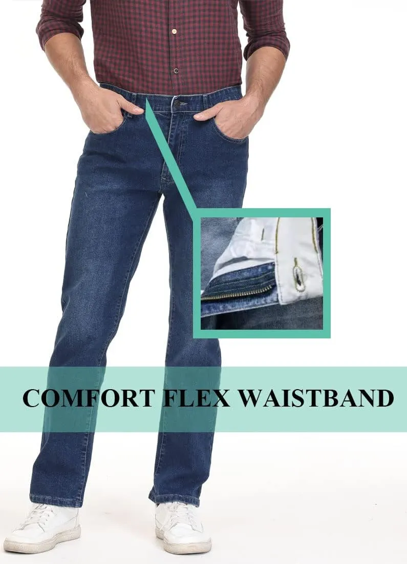 Soojun Men's Flex Waist Regular Fit Straight Leg Jeans