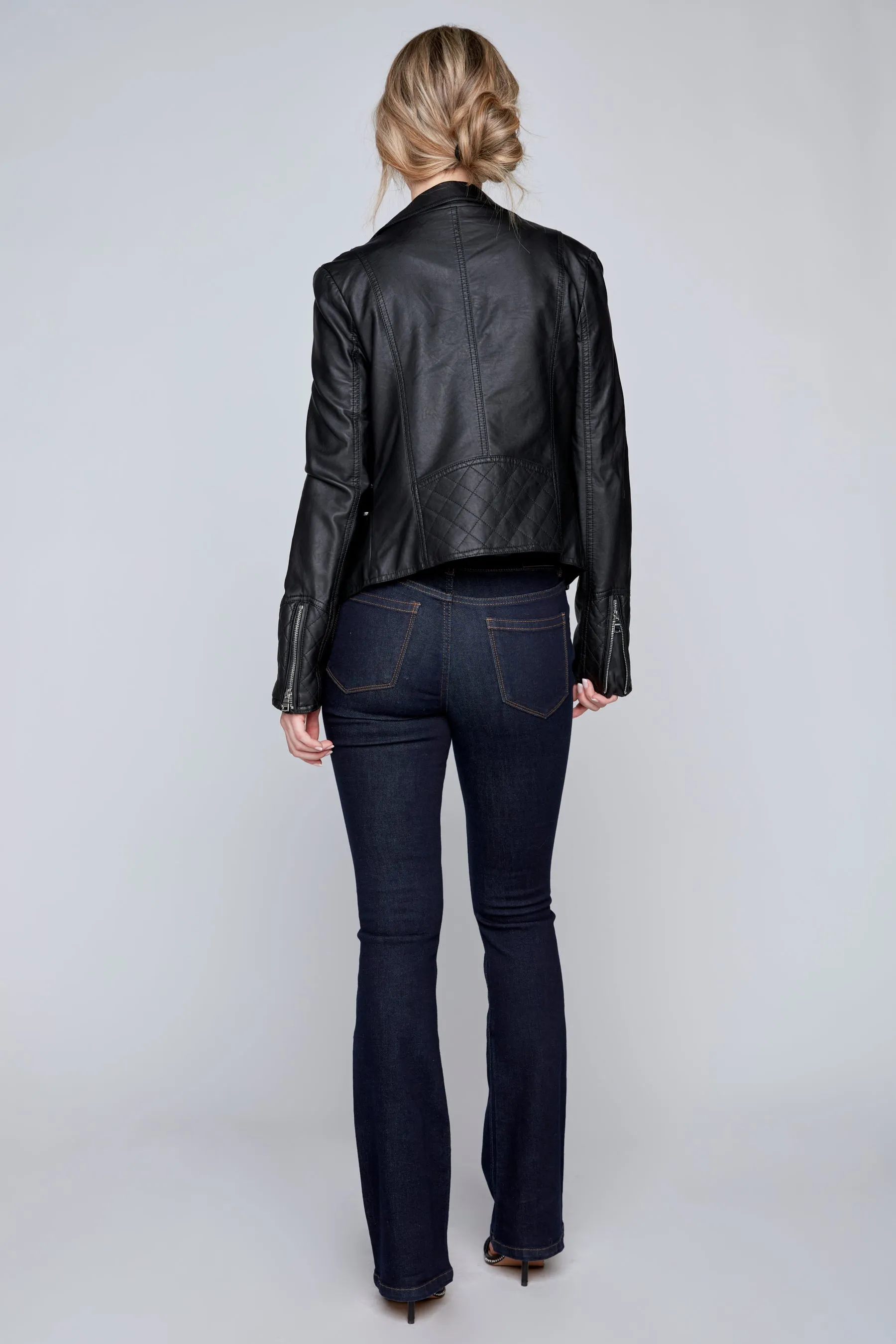 SOPHIE - Regular Rise Bootcut Jean - Blue/Black Flex Denim