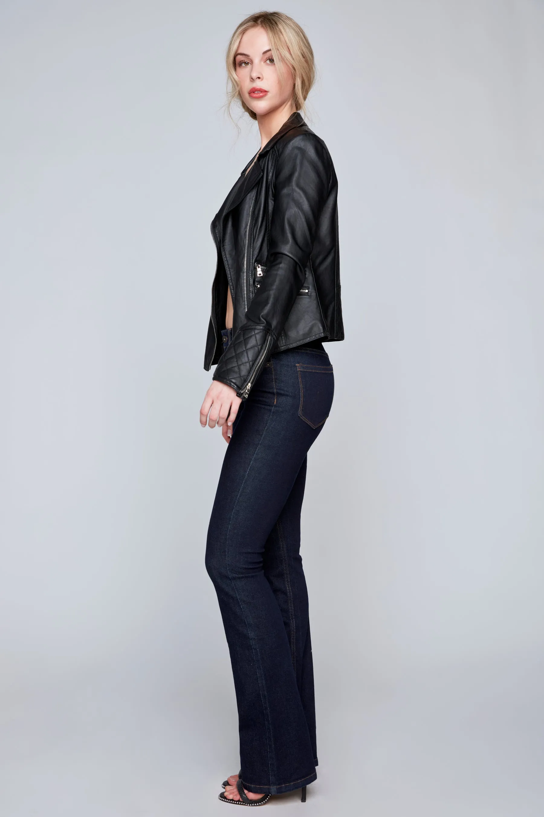 SOPHIE - Regular Rise Bootcut Jean - Blue/Black Flex Denim