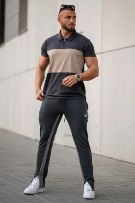 Split Cotton Tracksuit with Bootcut Trouser - Solid Grey