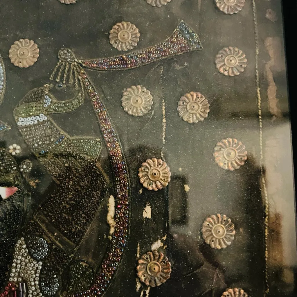 Srinathji 9 : Embellished Vintsge Pichwai Painting in Black ( Framed)