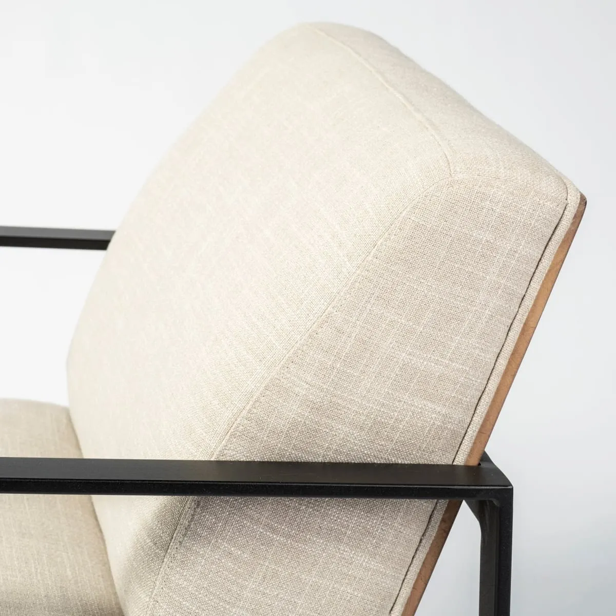 Stamford Accent Chair Beige Fabric | Black Metal
