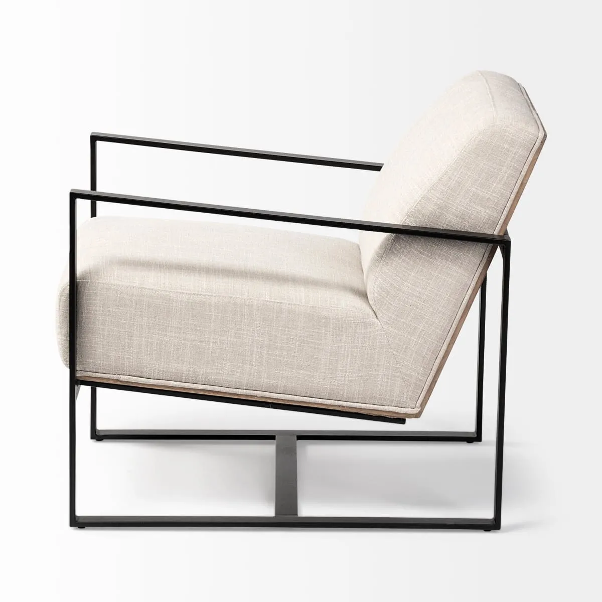 Stamford Accent Chair Beige Fabric | Black Metal
