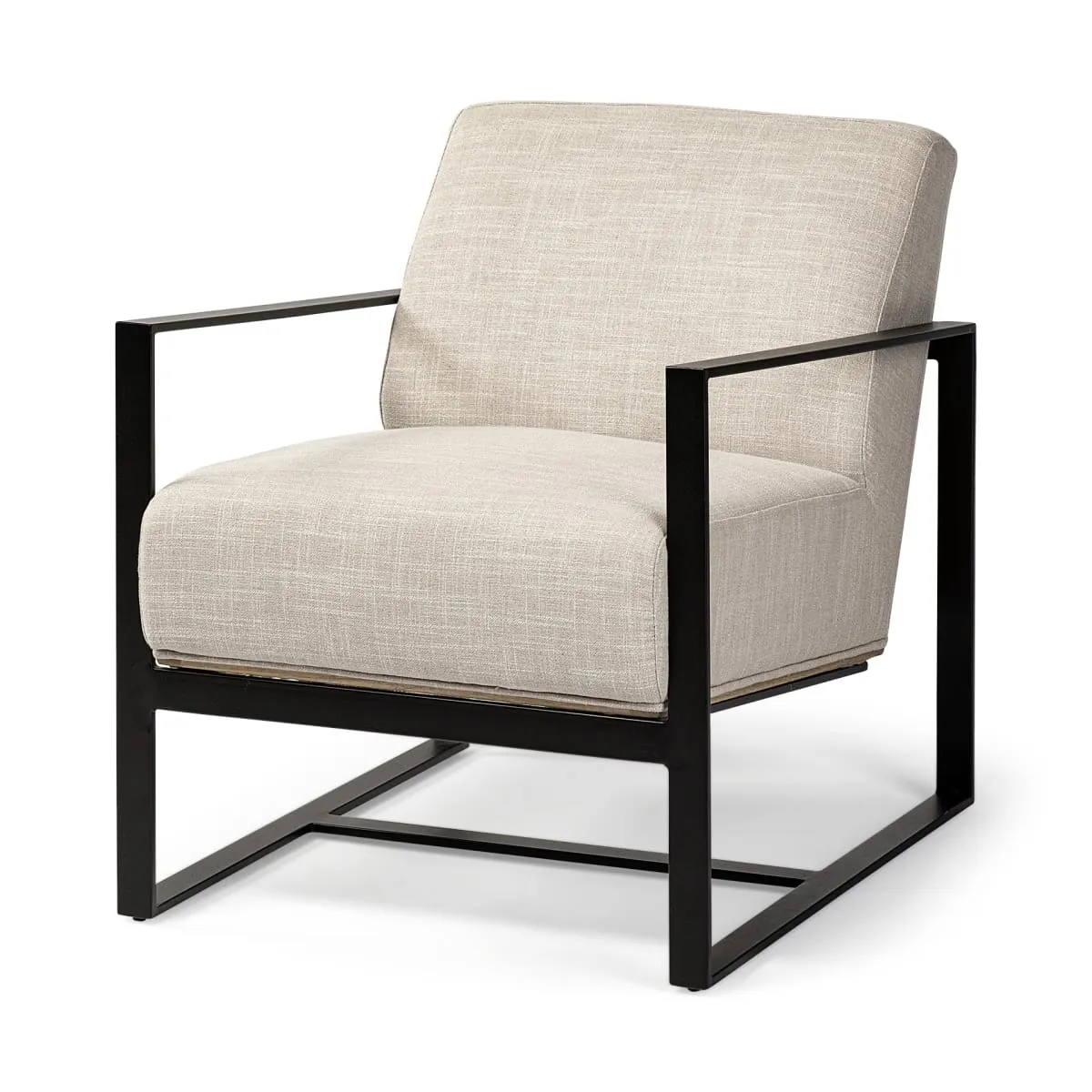 Stamford Accent Chair Beige Fabric | Black Metal