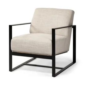 Stamford Accent Chair Beige Fabric | Black Metal