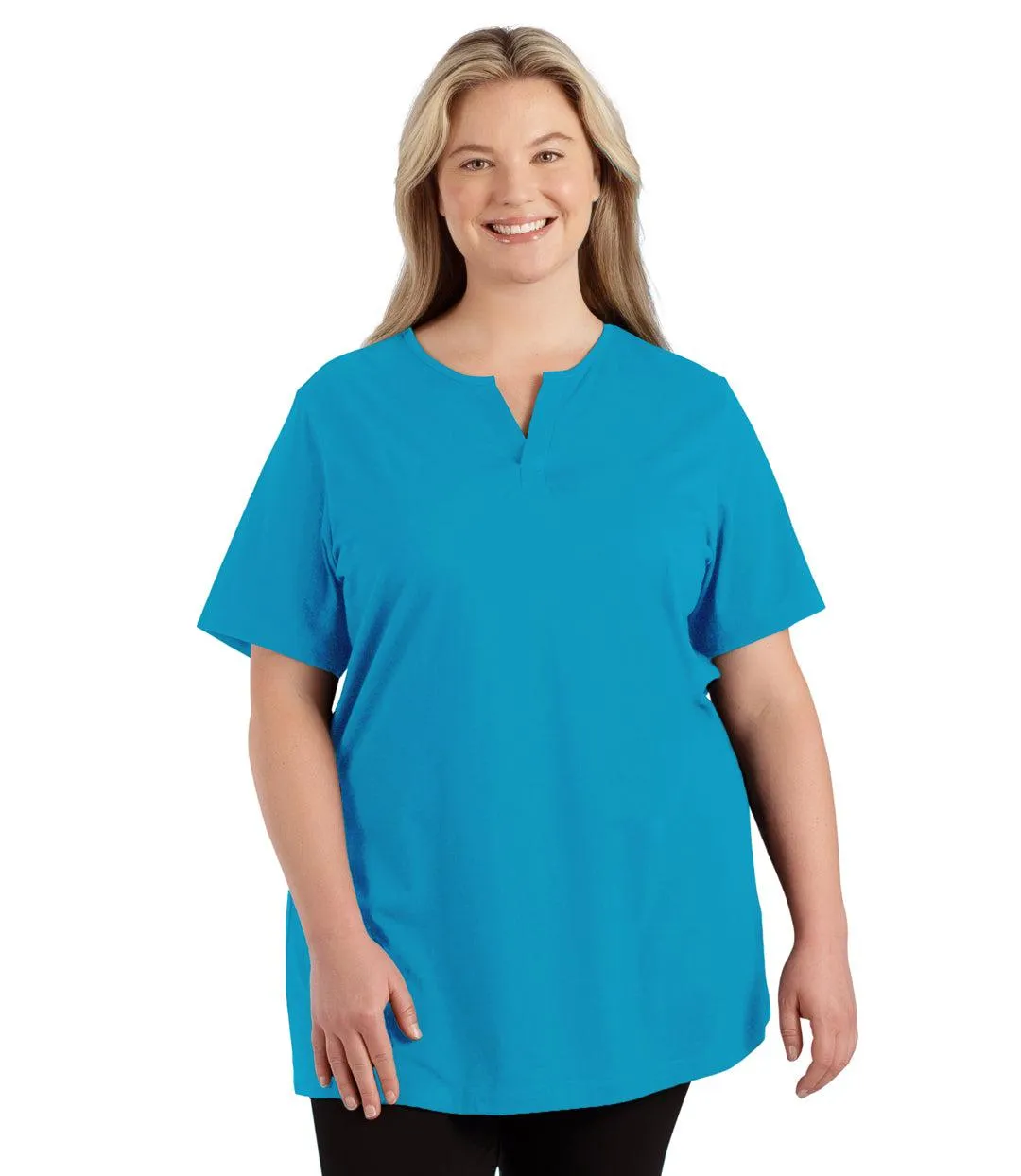 Stretch Naturals Lite Short Sleeve Split Collar Tunic Classic Colors