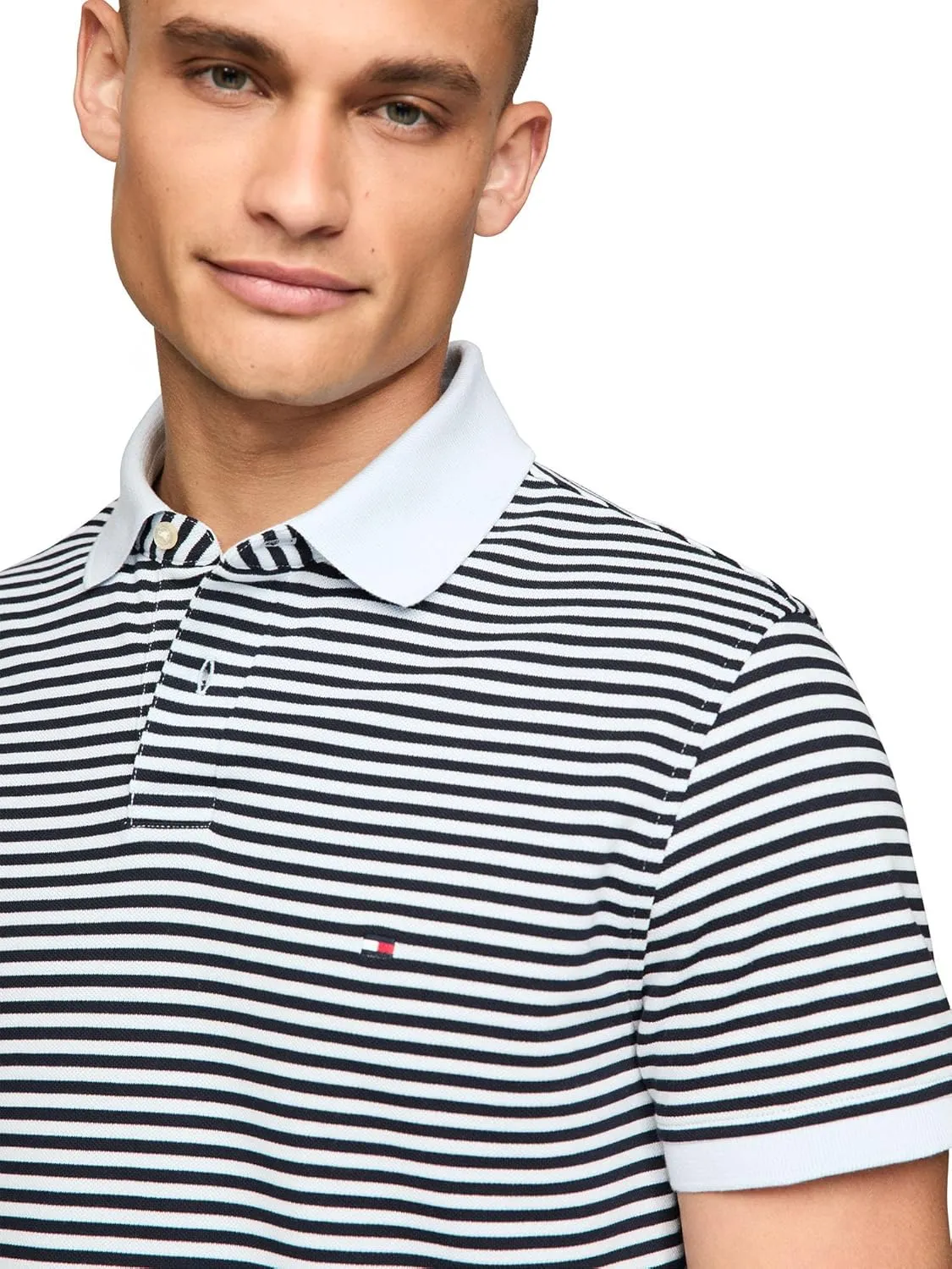 Tommy Hilfiger Men's Short Sleeve Polo Shirts in Regular Fit with Stretch and Organic Pique Cotton