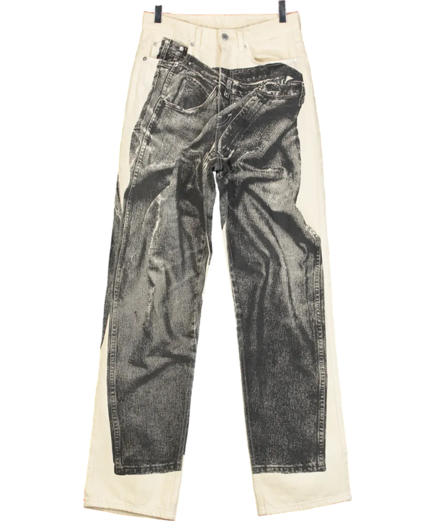 Weekday Cream Rowe Printed Jeans W28